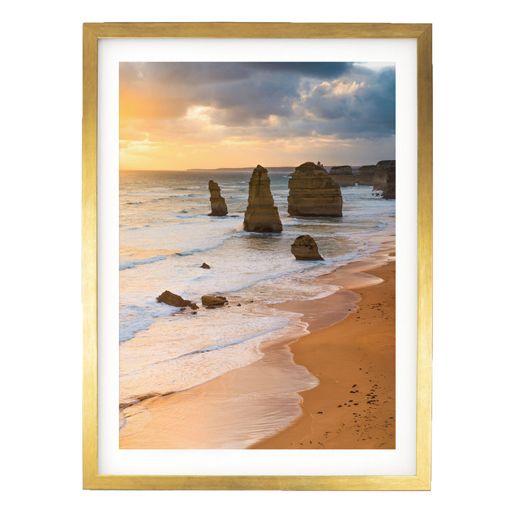 The Twelve Apostles II, Great Ocean Road, Australia – fine art print in a gold frame with white mat