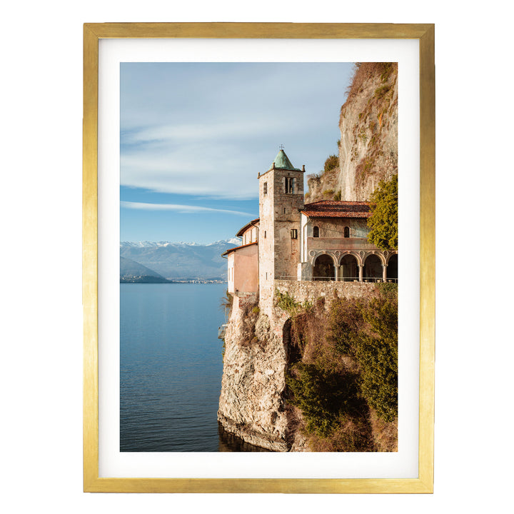 Hermitage on the Lake, Lake Como, Italy – fine art print in a gold frame with white mat