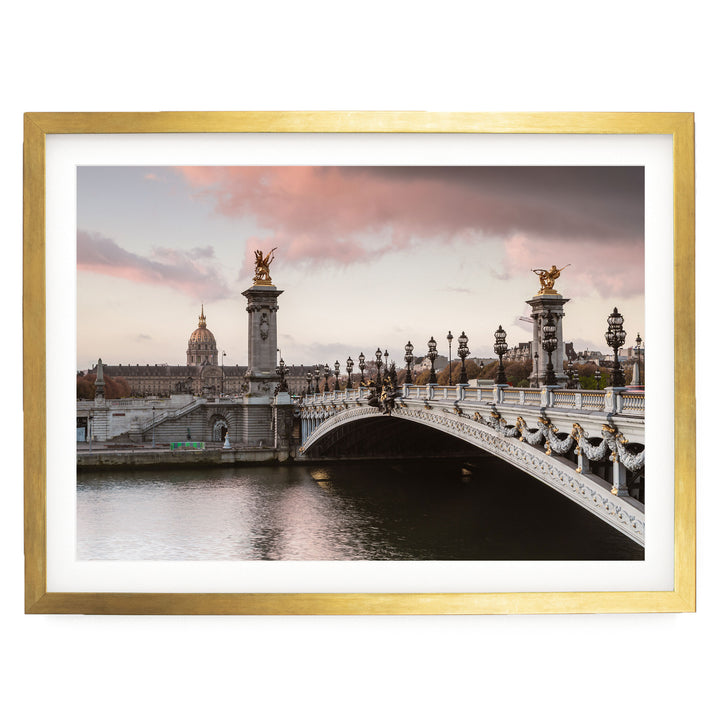 Pont Alexandre III, Paris, France – fine art print in a gold frame with white mat