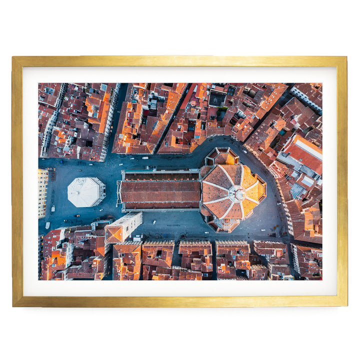 Florence from the Top, Tuscany, Italy – fine art print in a gold frame with white mat