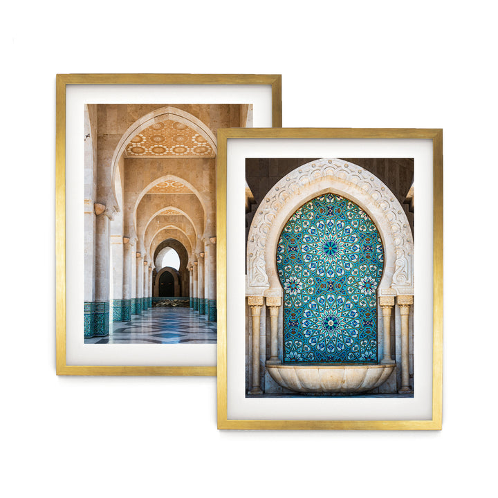 Moroccan Arches, Morocco – Print Set of 2 – fine art print set in gold frames with white mats