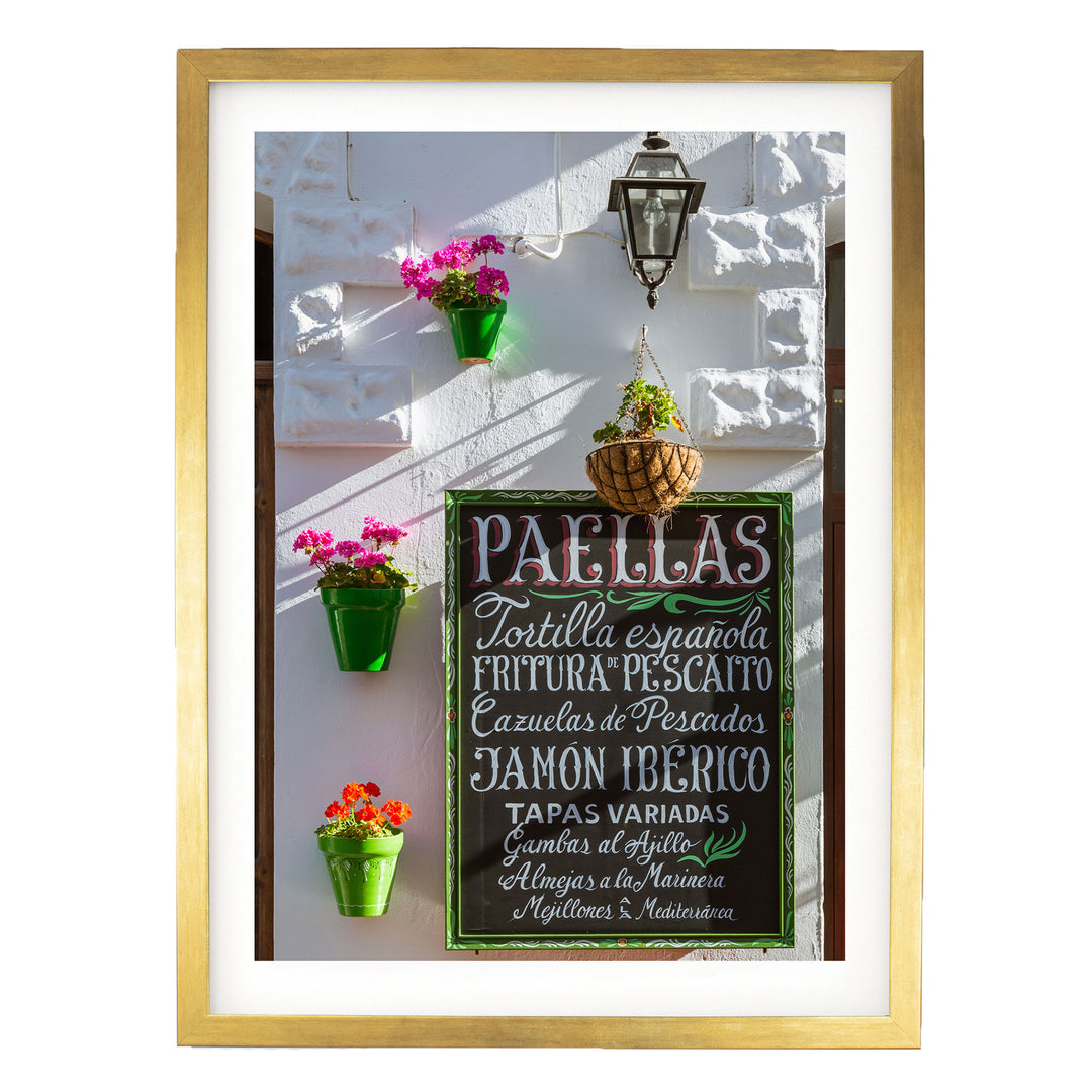 In the Streets of Andalusia III, Spain – fine art print in a gold frame with white mat