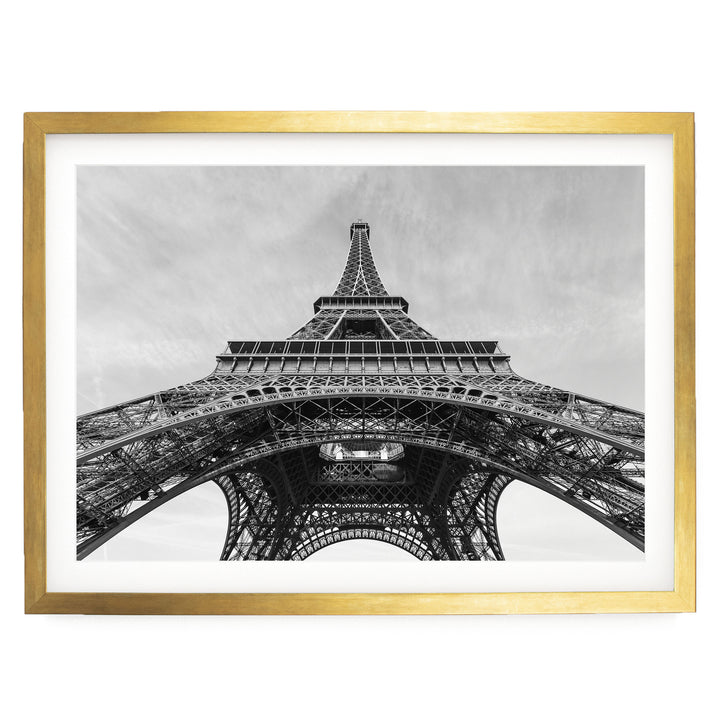 Under the Eiffel Tower, Paris, France – fine art print in a gold frame with white mat