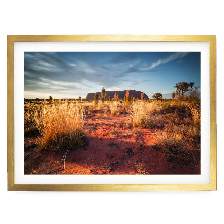 Uluru at Sunset II, Northern Territory, Australia – fine art print in a gold frame with white mat