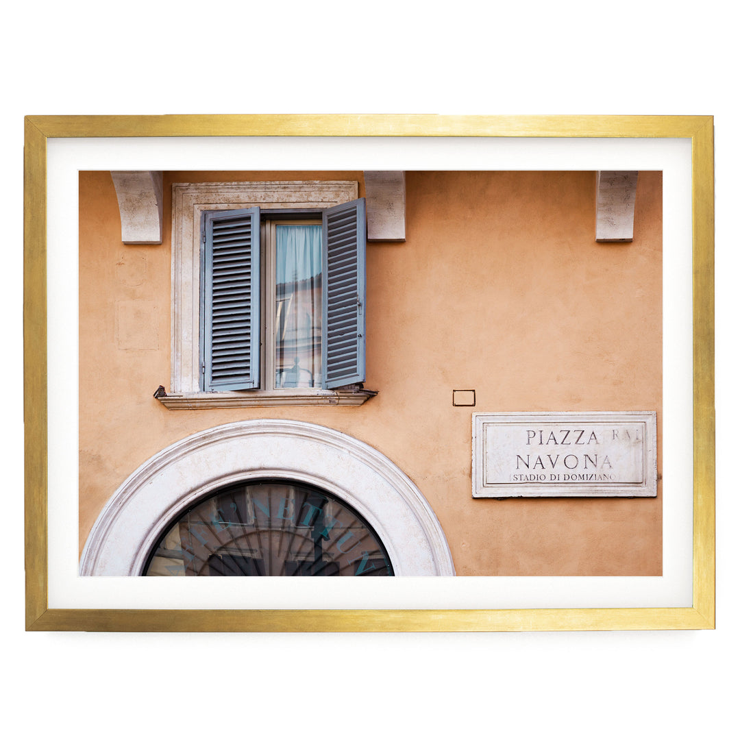 Piazza Navona, Rome, Italy – fine art print in a gold frame with white mat