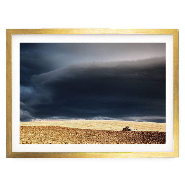 Incoming Storm, Tuscany, Italy – fine art print in a gold frame with white mat