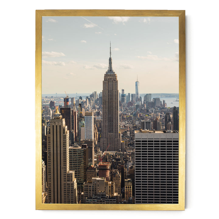 Empire State Building at Sunset, New York City – fine art print in a gold frame, no mat