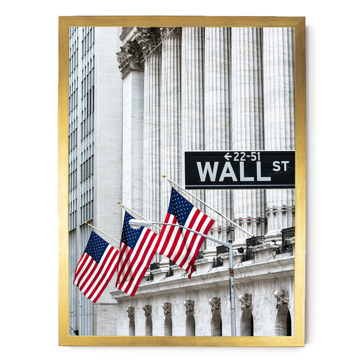 Wall Street, New York City – fine art print in a gold frame, no mat