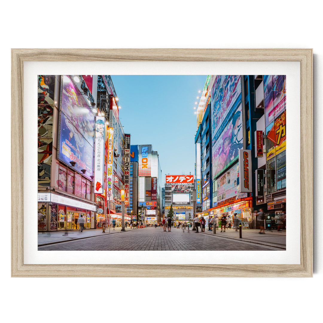 Akihabara Electric Town, Tokyo, Japan – fine art print in a natural frame with white mat