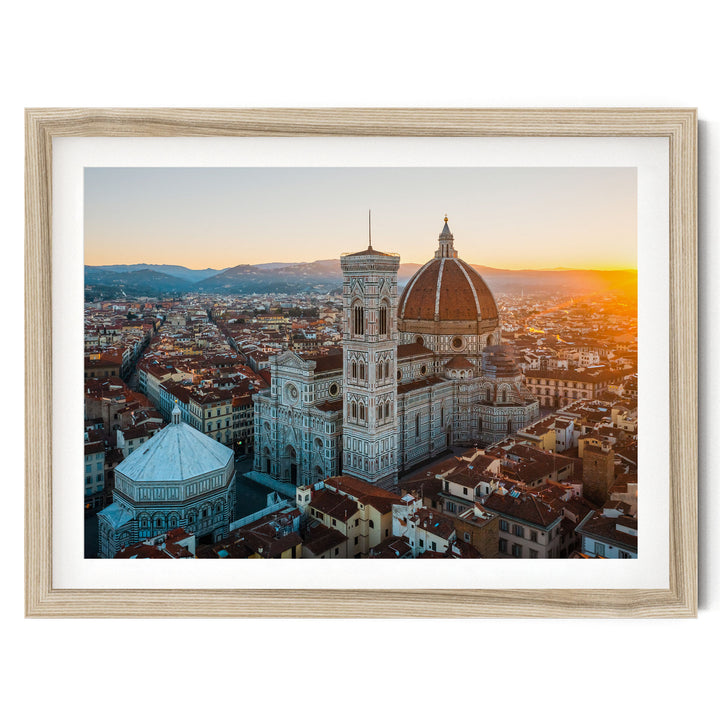 Florence Cathedral I, Tuscany, Italy – fine art print in a natural frame with white mat