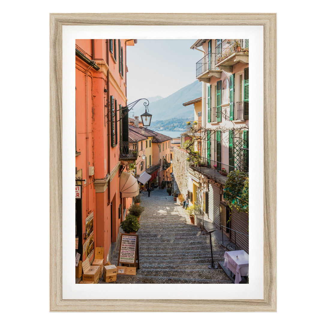 Bellagio, Lake Como, Italy – fine art print in a natural frame with white mat