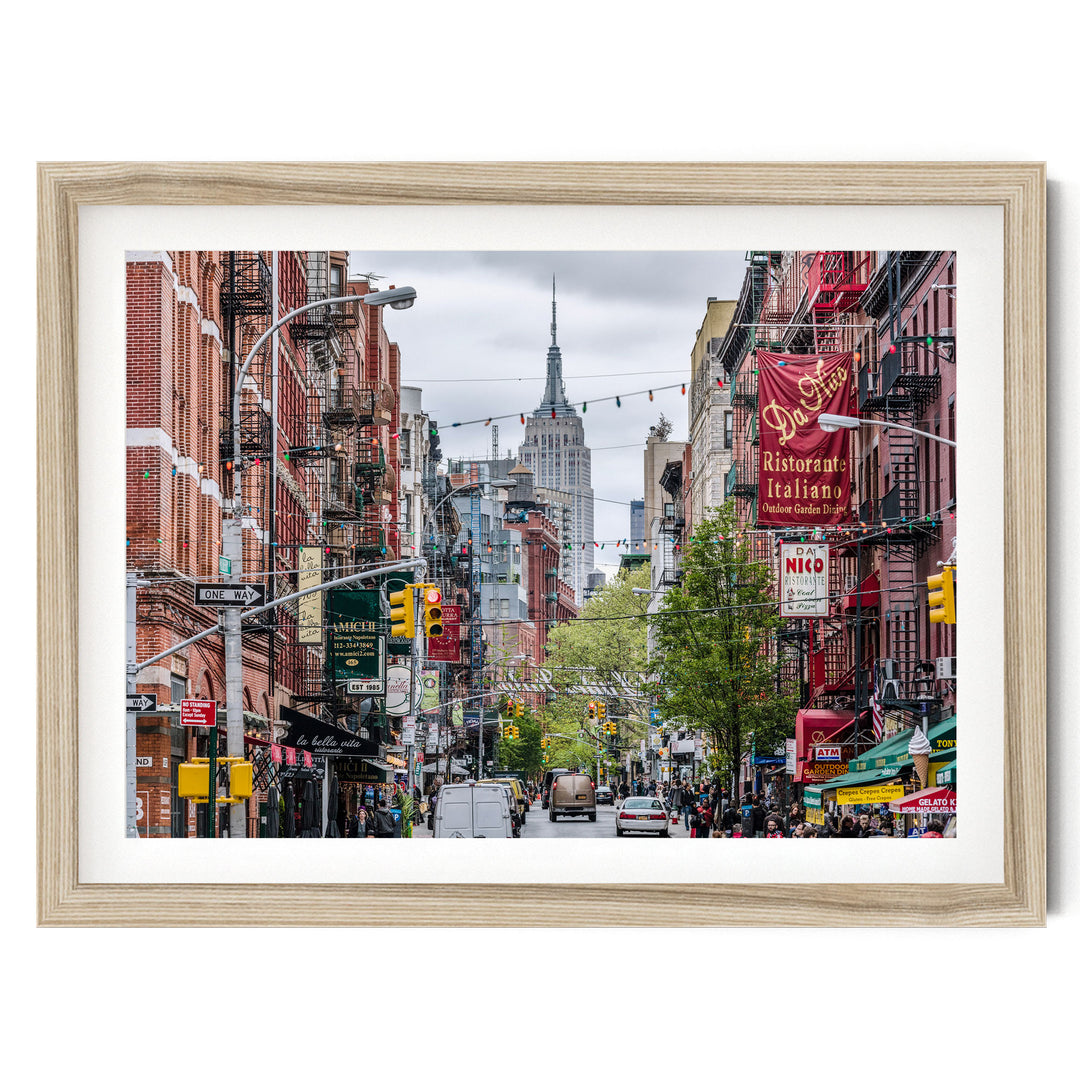 Little Italy, New York City – fine art print in a natural frame with white mat