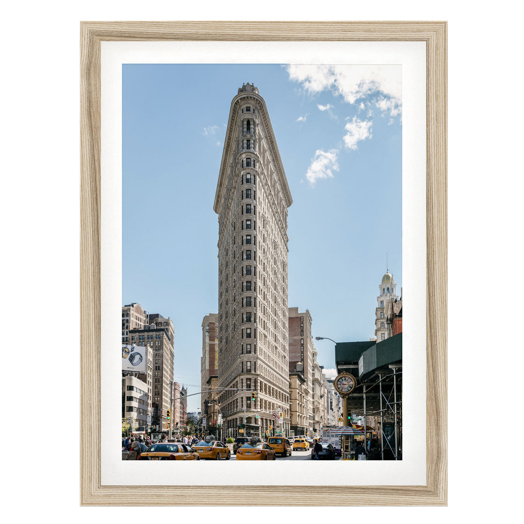 Flatiron Building, New York City – fine art print in a natural frame with white mat