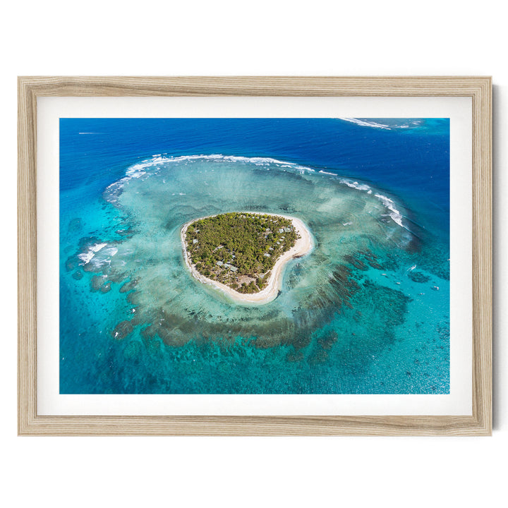 Heart Island, Fiji – fine art print in a natural frame with white mat