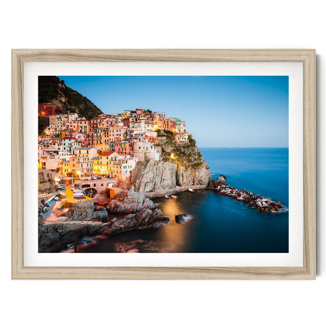 Manarola, Cinque Terre I, Italy – fine art print in a natural frame with white mat