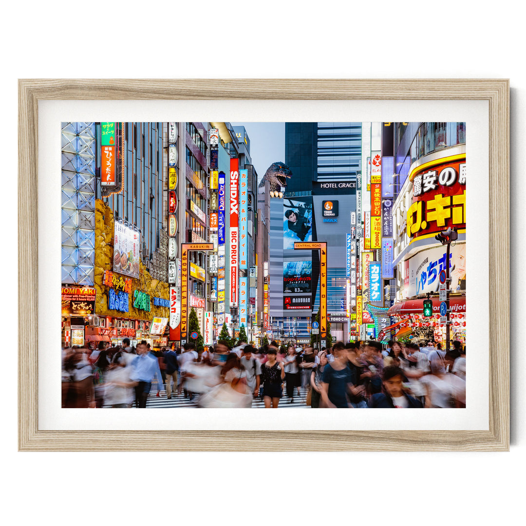 Godzilla Road, Shinjuku, Tokyo, Japan – fine art print in a natural frame with white mat