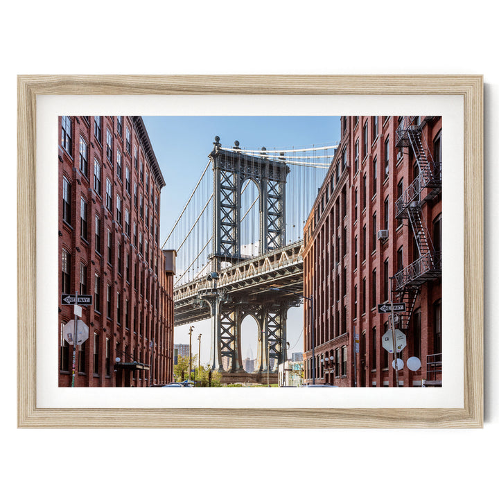 Manhattan Bridge, New York City – fine art print in a natural frame with white mat