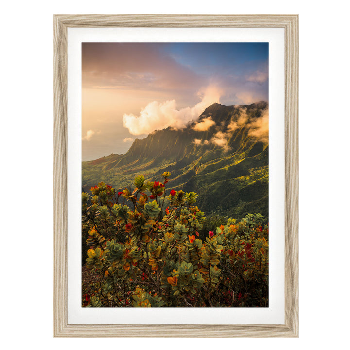 Hawaiian Dream II, Kalalau Valley, Kauai – fine art print in a natural frame with white mat