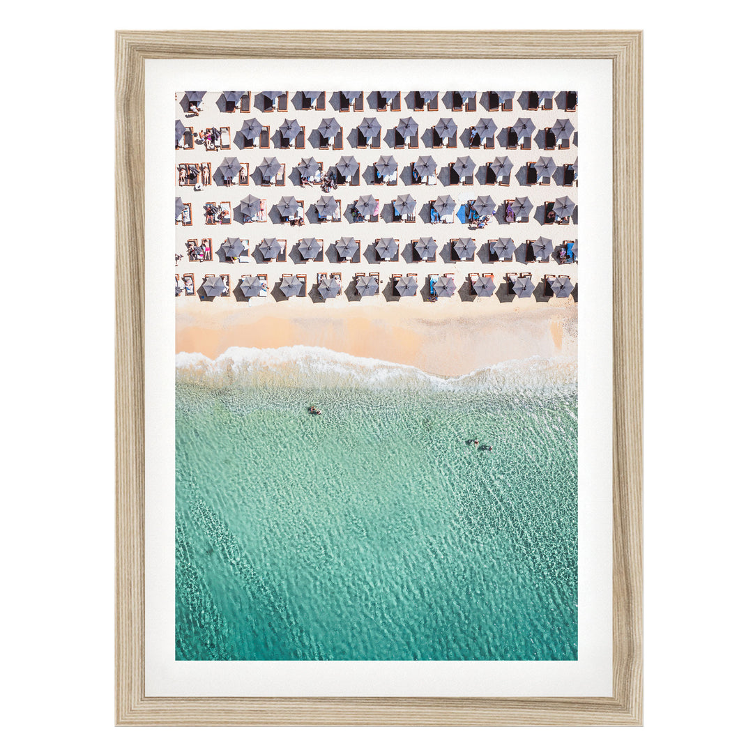 Mykonos Beach II, Elia, Greece – fine art print in a natural frame with white mat