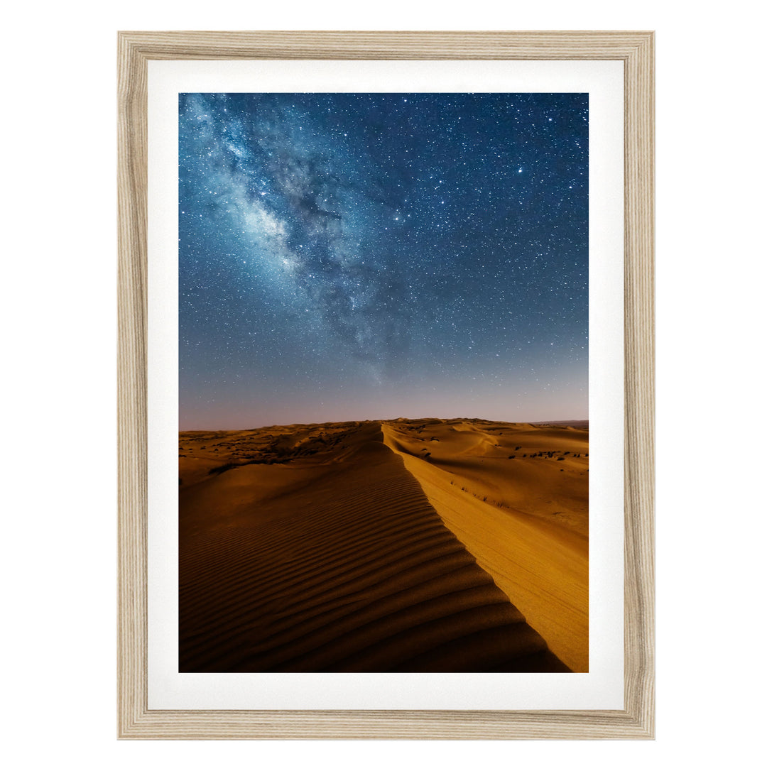 Milky Way over the Desert – fine art print in a natural frame with white mat