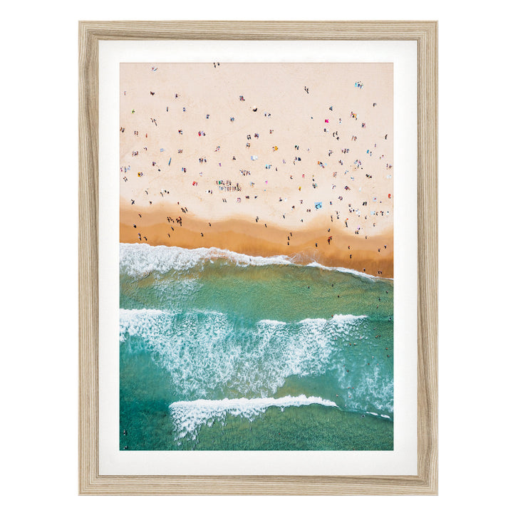 Bondi Beach Aerial I, Sydney, Australia – fine art print in a natural frame with white mat