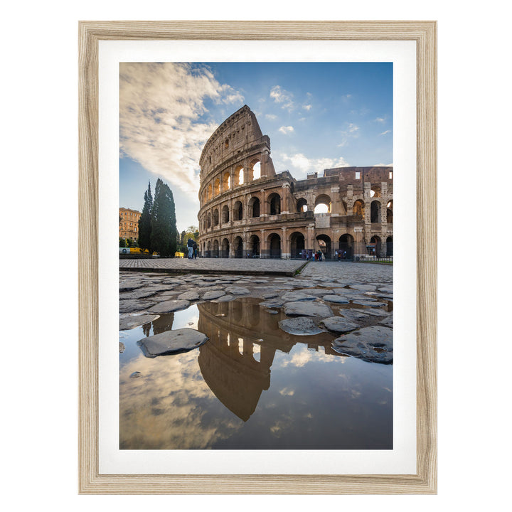 Colosseum at Sunrise II, Rome, Italy – fine art print in a natural frame with white mat
