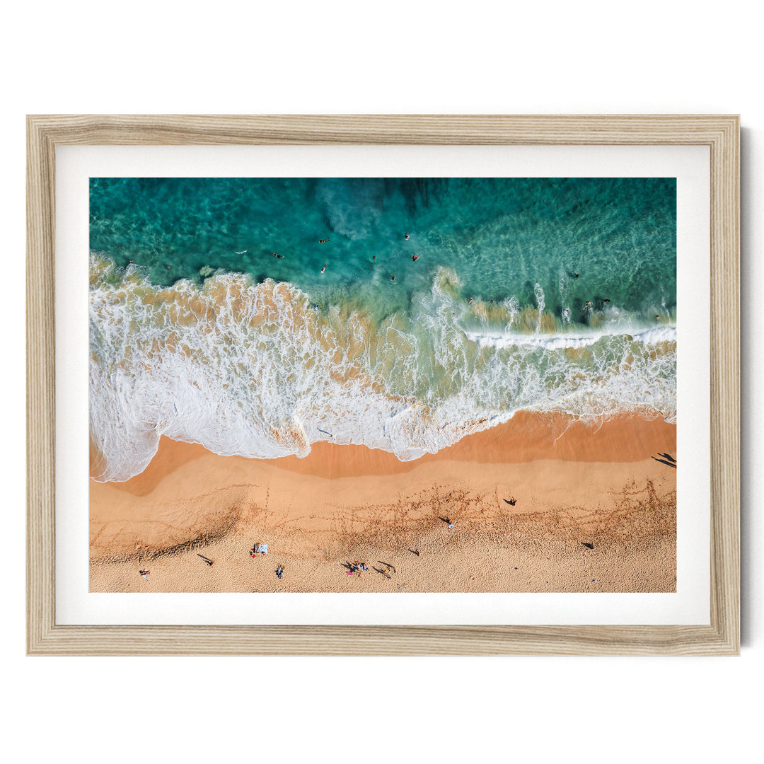 Hawaiian Beach, Oahu, Hawaii – fine art print in a natural frame with white mat