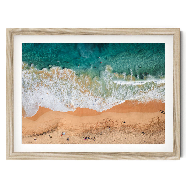 Hawaiian Beach, Oahu, Hawaii – fine art print in a natural frame with white mat