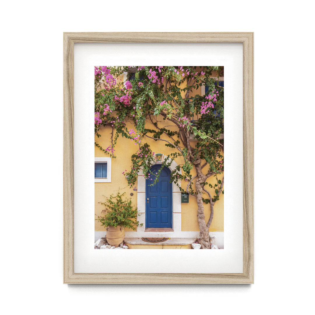 Greek House, Kefalonia, Greece – fine art print in a natural frame with white mat