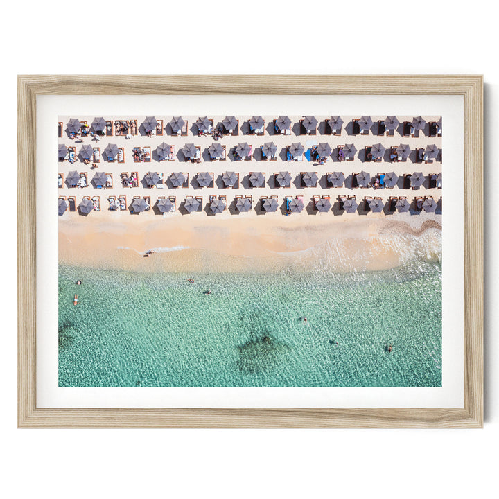 Mykonos Beach I, Elia, Greece – fine art print in a natural frame with white mat