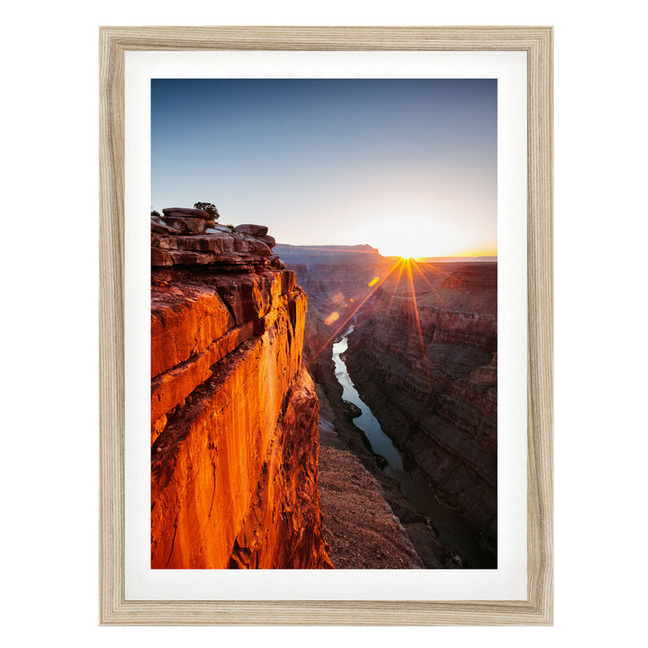 Sunrise at the Grand Canyon I, Arizona – fine art print in a natural frame with white mat