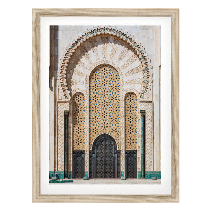 Moroccan Portal, Hassan II Mosque, Casablanca – fine art print in a natural frame with white mat