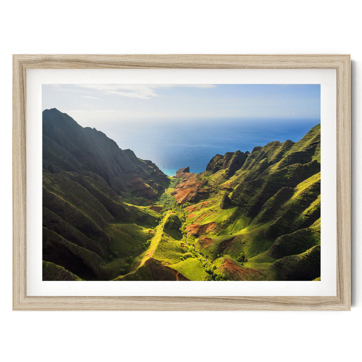 Green Valley, Kauai, Hawaii – fine art print in a natural frame with white mat