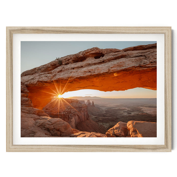 First Light on Mesa Arch, Canyonlands, Utah – fine art print in a natural frame with white mat