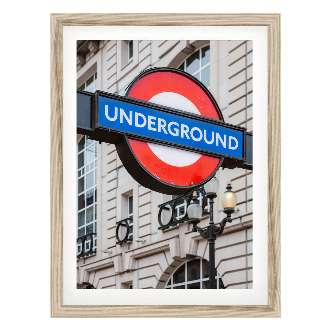 London Underground, England – fine art print in a natural frame with white mat