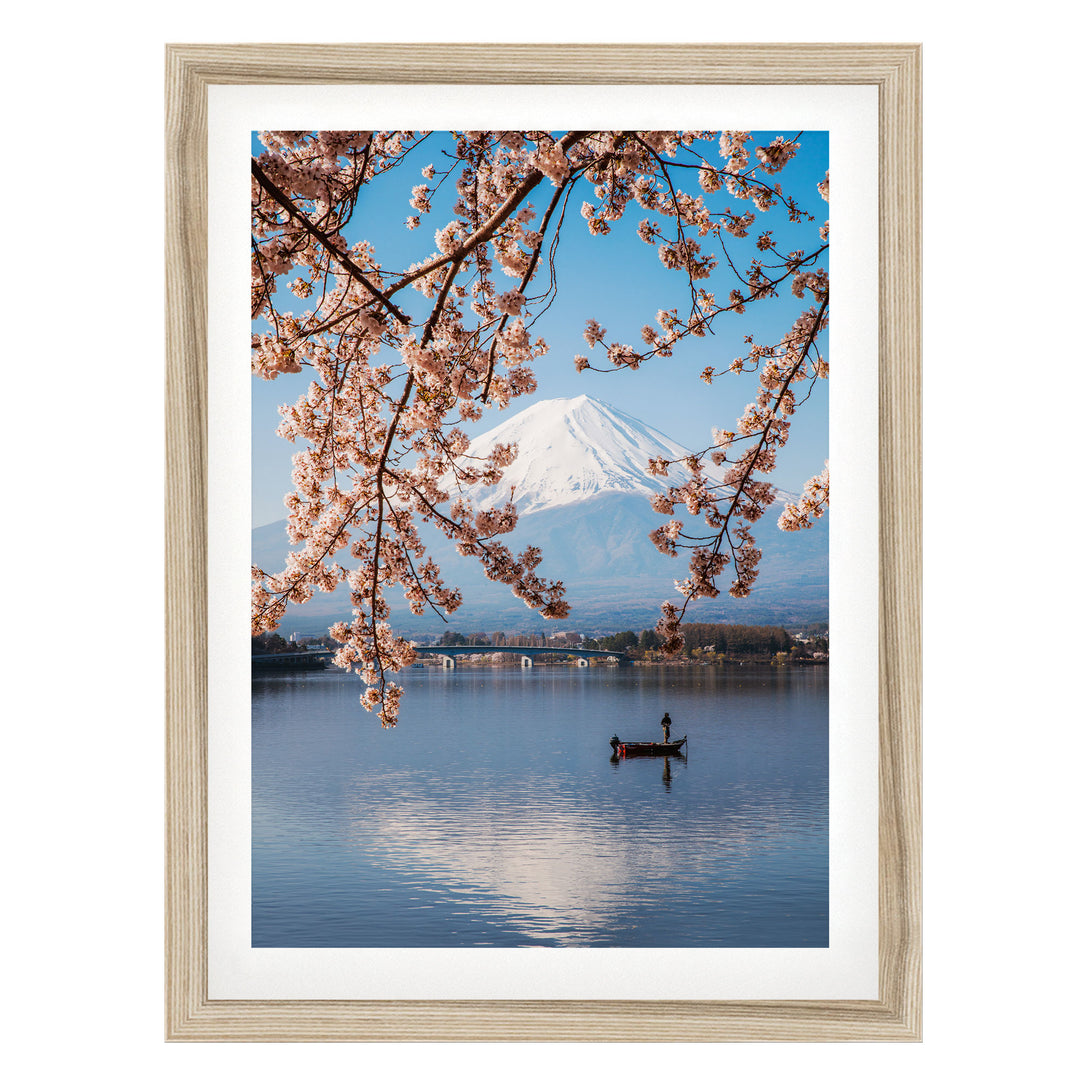 Fuji Five Lakes I, Japan – fine art print in a natural frame with white mat