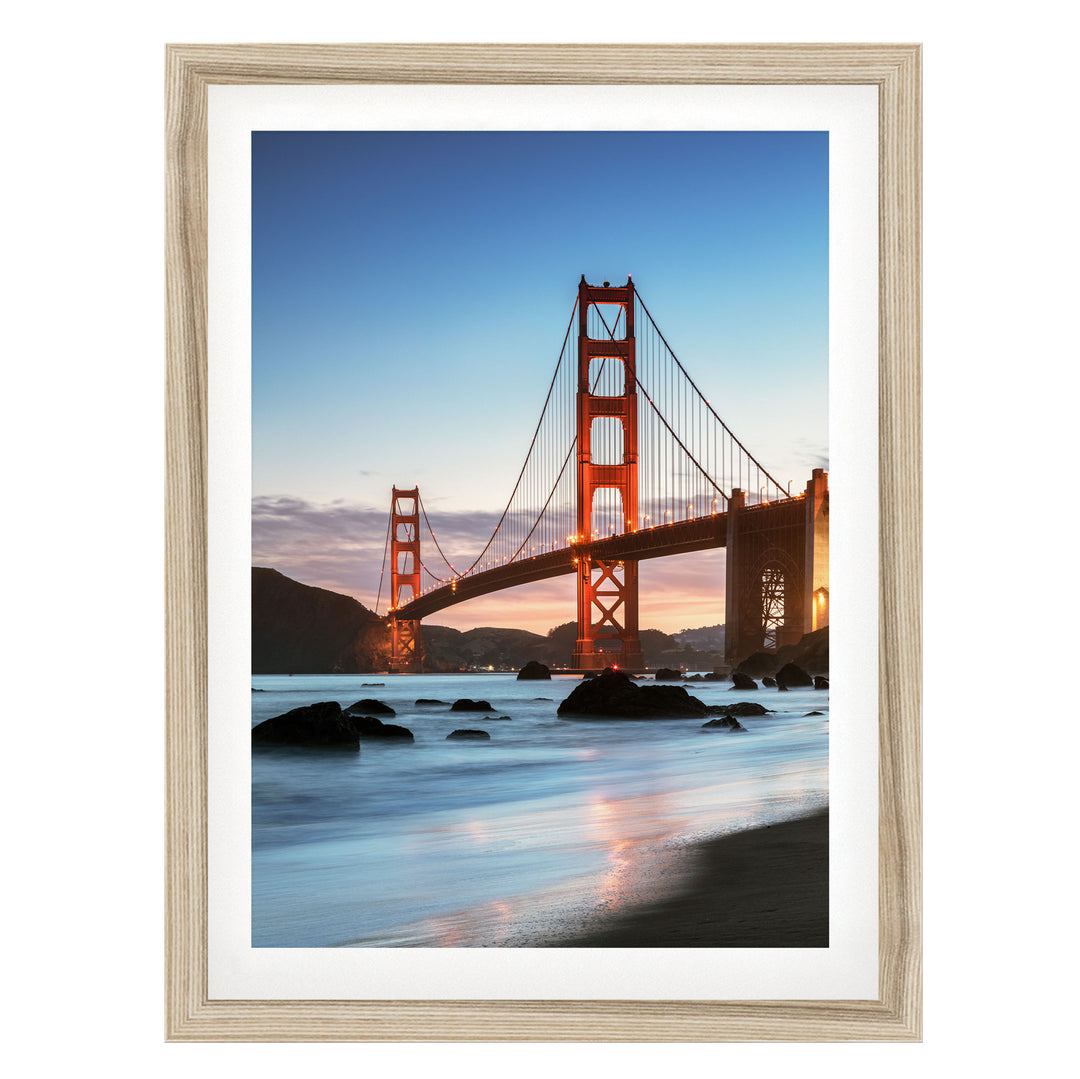 Iconic Golden Gate II, San Francisco, California – fine art print in a natural frame with white mat
