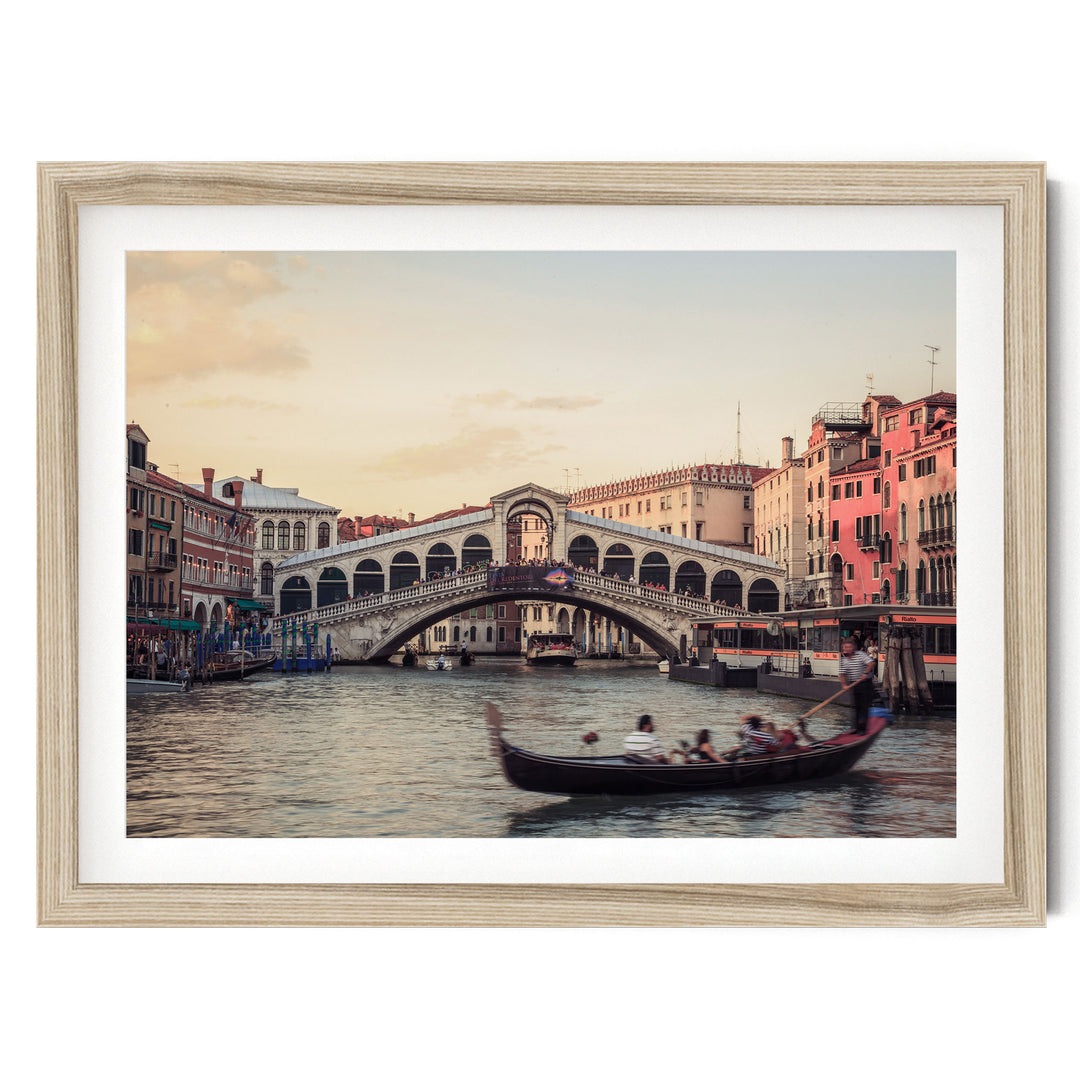 Sunset in Venice, Italy – fine art print in a natural frame with white mat