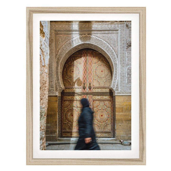 At the Medina, Fes, Morocco – fine art print in a natural frame with white mat
