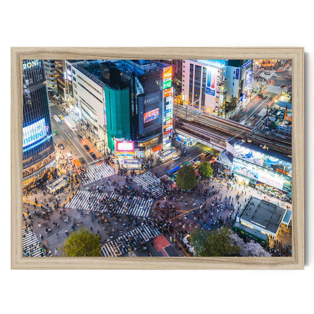 Shibuya Crossing III, Tokyo, Japan – fine art print in a natural frame, no mat
