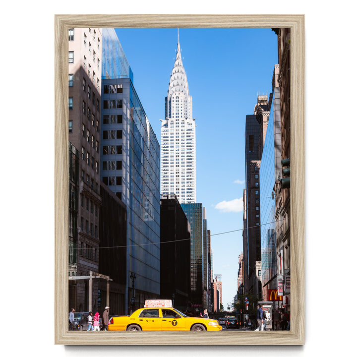 Yellow Cab, New York City – fine art print in a natural frame, no mat