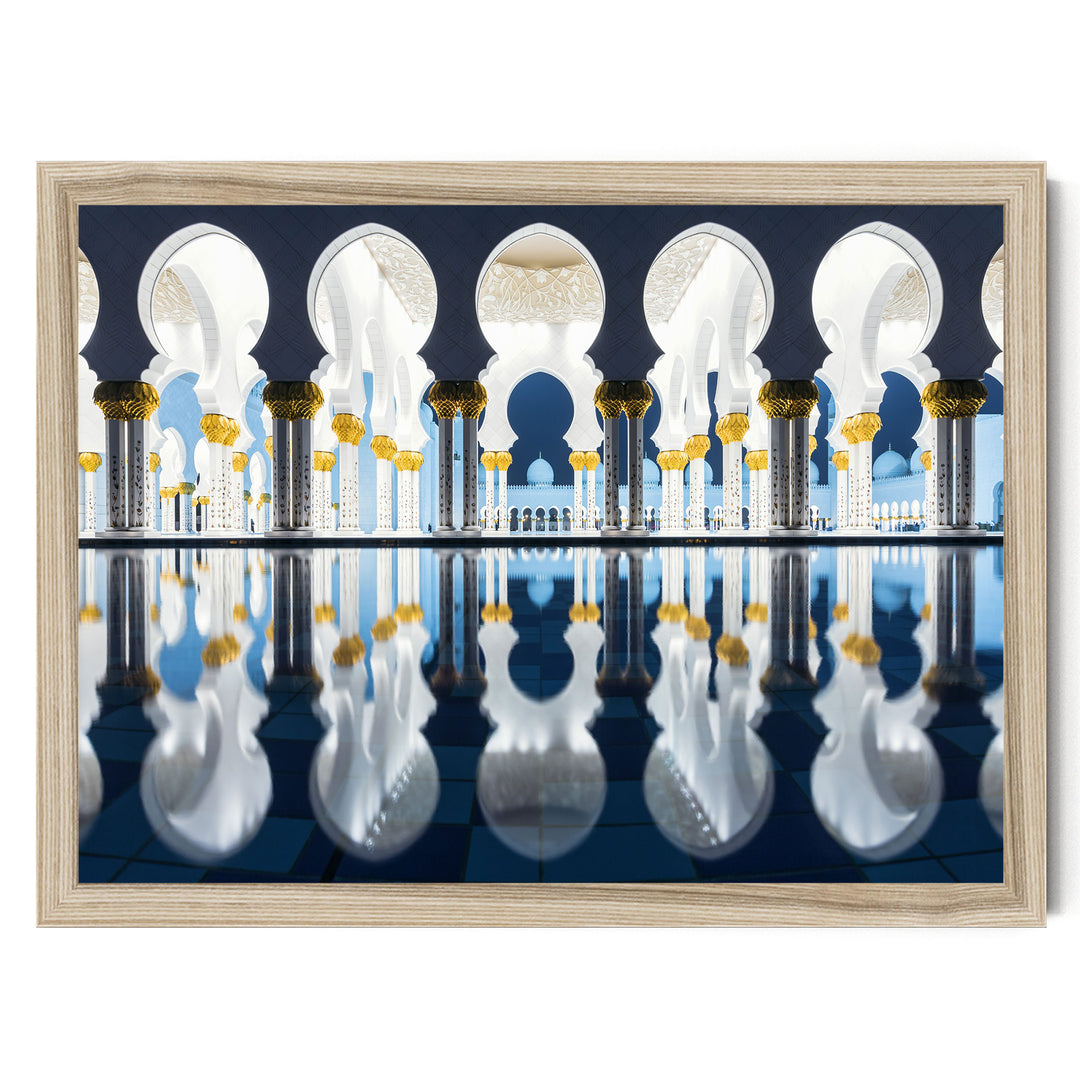 Mosque at Night, Abu Dhabi, UAE – fine art print in a natural frame, no mat