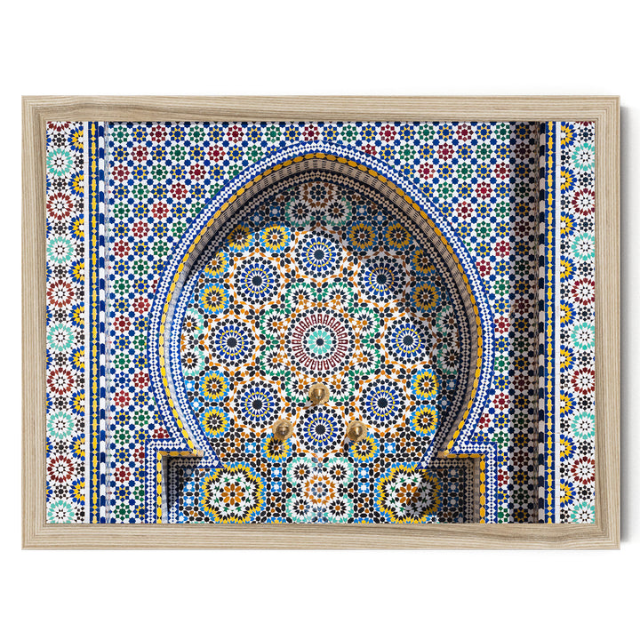 Mosaic Fountain II, Meknes, Morocco – fine art print in a natural frame, no mat
