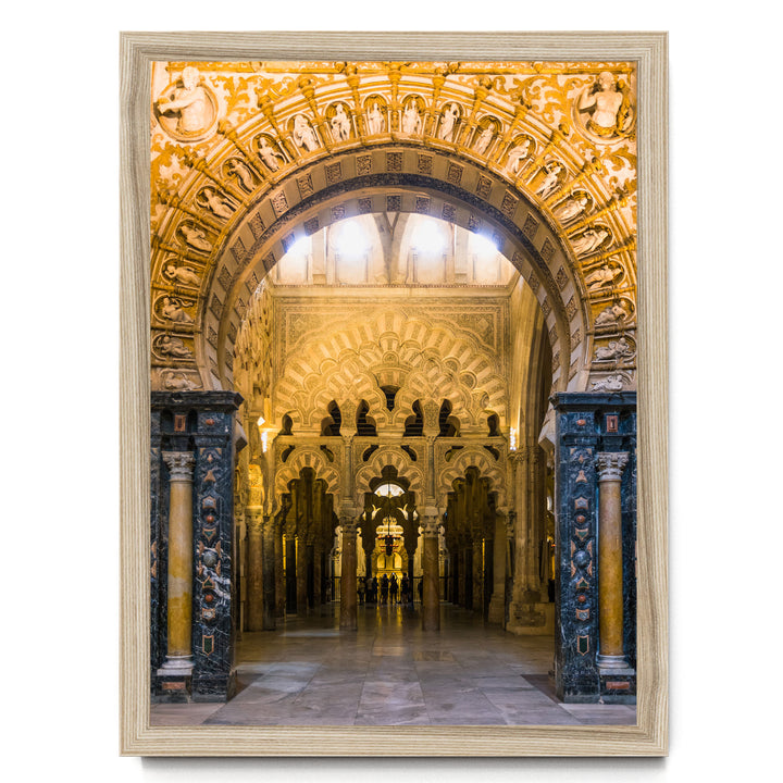Moorish Arches III, Mezquita, Córdoba, Spain – fine art print in a natural frame, no mat