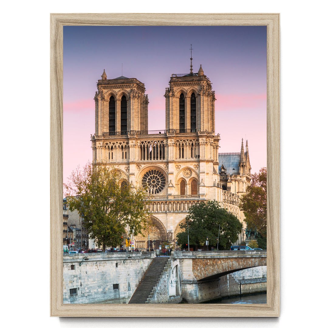 Sunset over Notre-Dame, Paris, France – fine art print in a natural frame, no mat