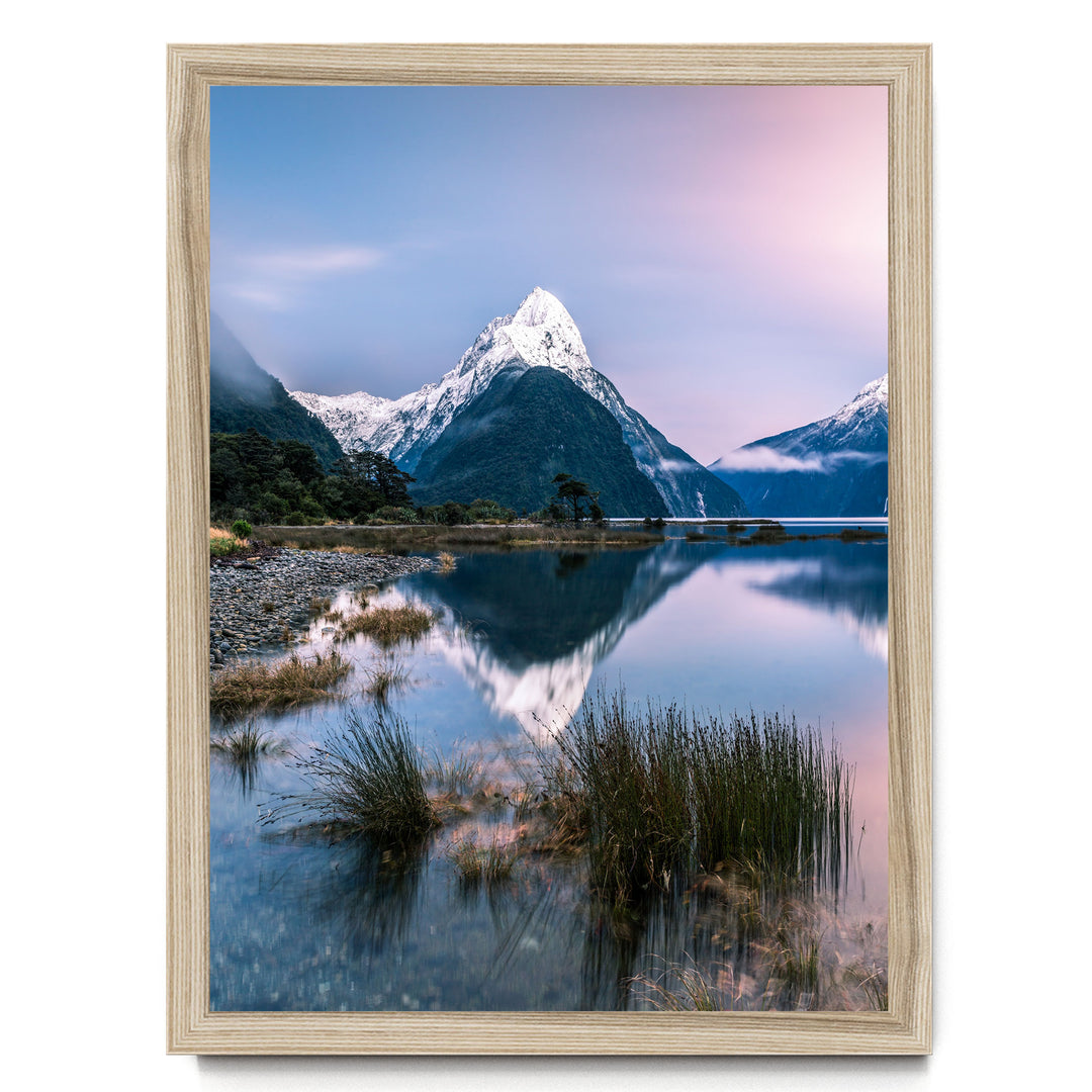 Milford Sound II, New Zealand – fine art print in a natural frame, no mat