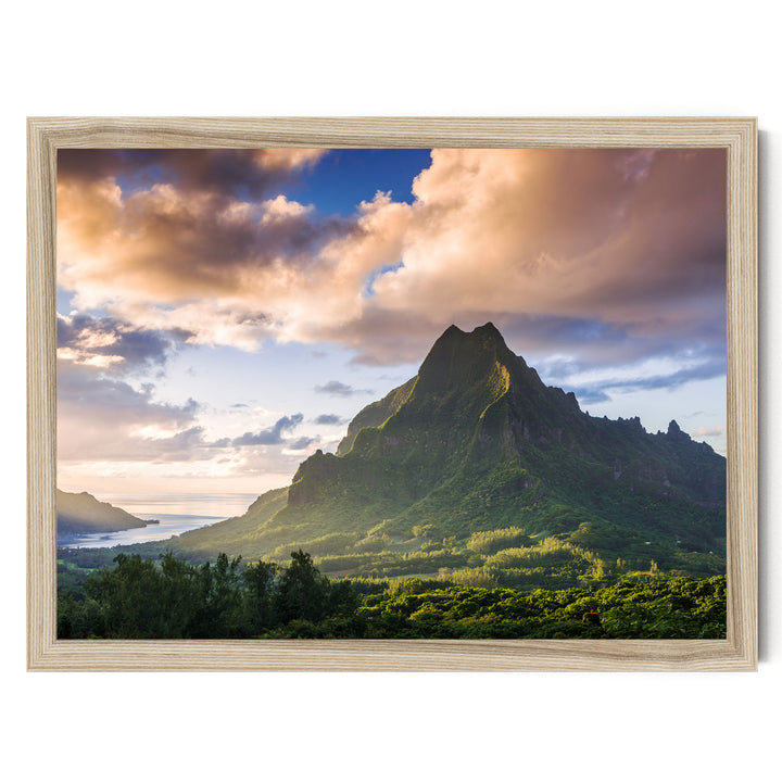 Moorea at Sunset, French Polynesia – fine art print in a natural frame, no mat