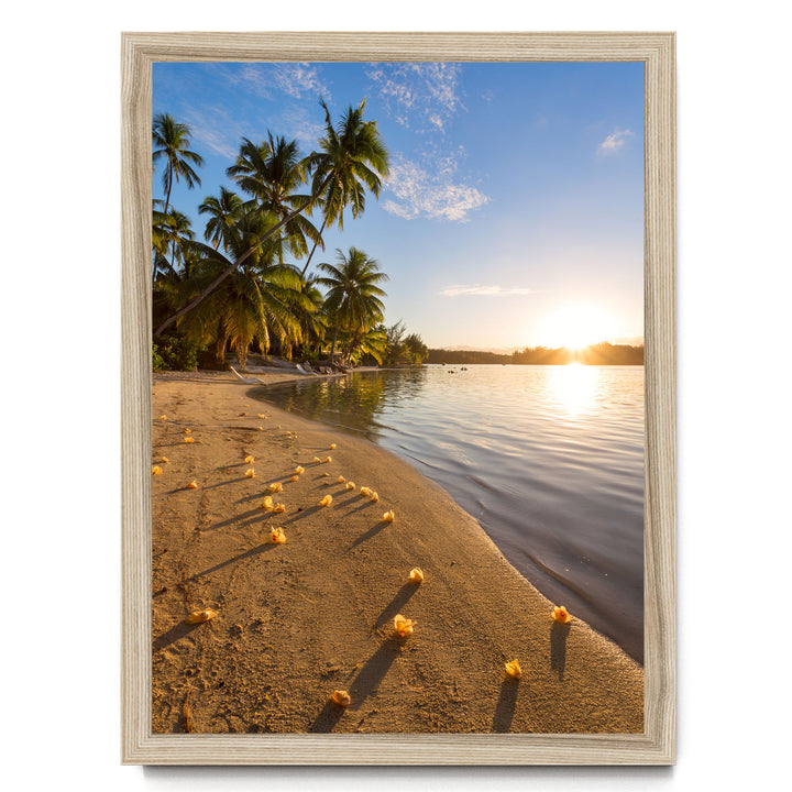 Beach Sunset, French Polynesia – fine art print in a natural frame, no mat