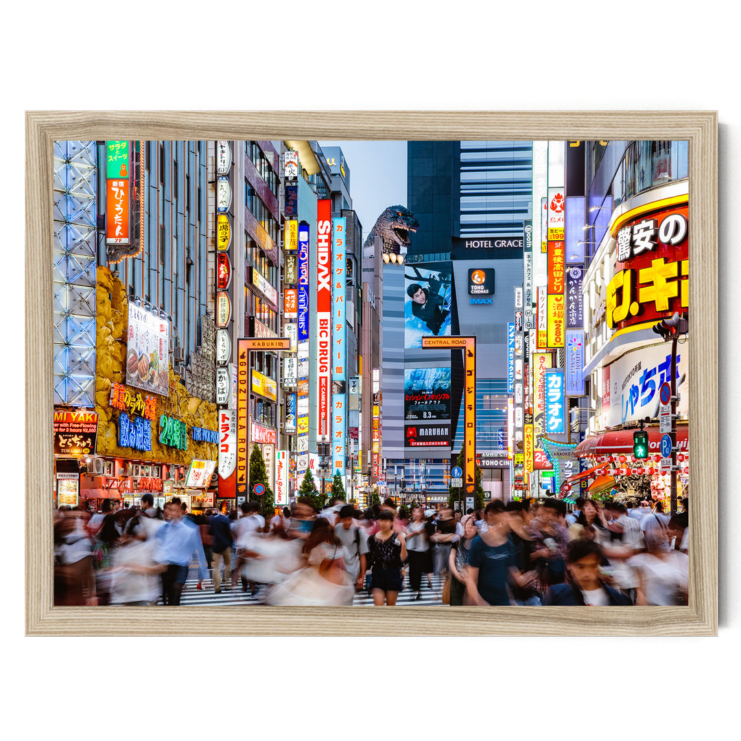 Godzilla Road, Shinjuku, Tokyo, Japan – fine art print in a natural frame, no mat