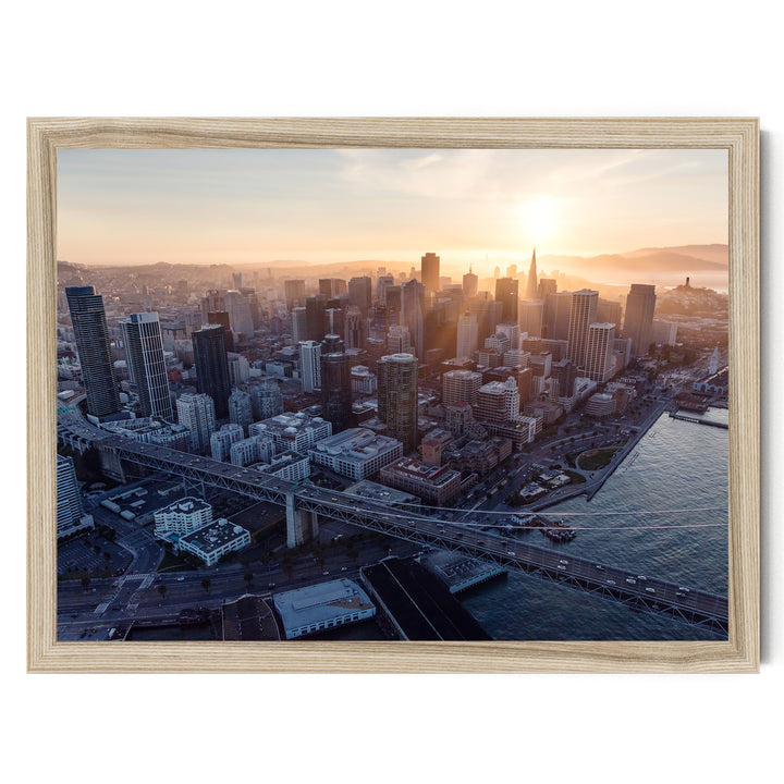 Last Light over San Francisco, California – fine art print in a natural frame, no mat